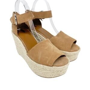 Marc Fisher Women's Mlalita Espadrille Wedge Sandals Tan Suede Size 10 M